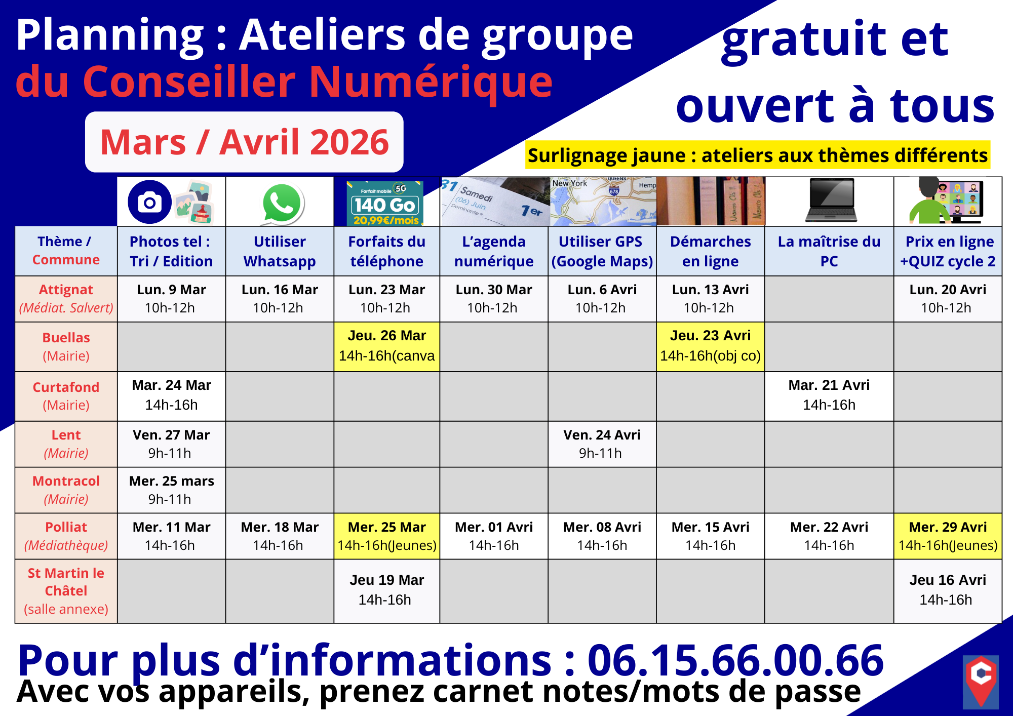 Planning Mars Avril 2026